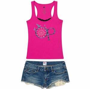Ocean Pacific OP Pink Graphic Tank Top‎ Womens S Fuchsia Racerback Y2K Birds